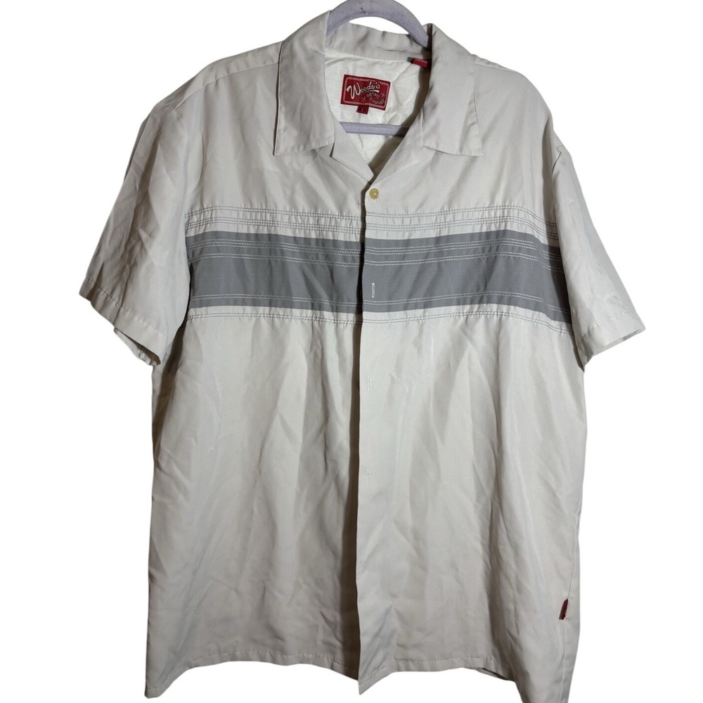 Woody's Retro Lounge Short Sleeve Button Up Size XL Grey